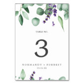 Rustisch Lavender en Eucalyptus Table Number Kaart (Voorkant)