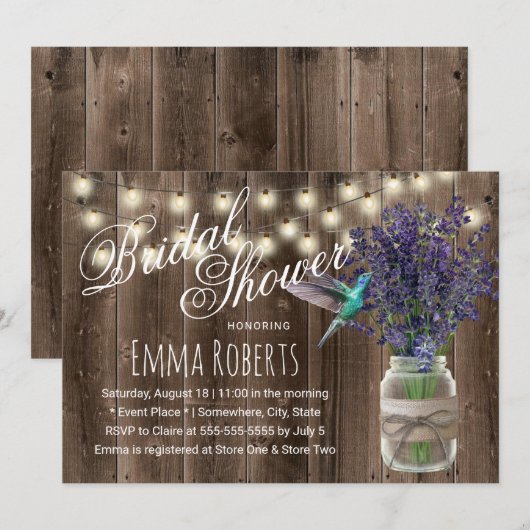 Rustisch lavenderventiel en Vrijgezellenfeest van  Kaart (Voorkant / Achterkant)