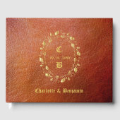 Rustisch lederen huwelijk gastenboek (Voorkant)