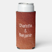 Rustisch lederen huwelijk seltzer blikjeskoeler (Seltzer Achterkant)