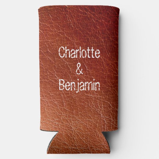 Rustisch lederen huwelijk seltzer blikjeskoeler (Achterkant)