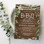 Rustisch licht groen hout BBQ baby shower Kaart