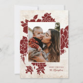 Rustisch licht hout | Foto van Red Floral Feestdagenkaart (Voorkant)