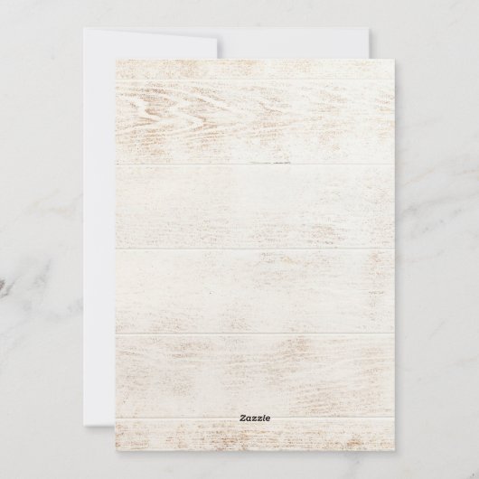 Rustisch licht hout | Foto van Red Floral Feestdagenkaart (Achterkant)