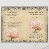 Rustisch Light Coral Heart Leaf Tree Wedding Progr (Voorkant)
