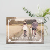 Rustisch Lijst | De bekendmaking van de datum opsl Save The Date (Staand voorkant)