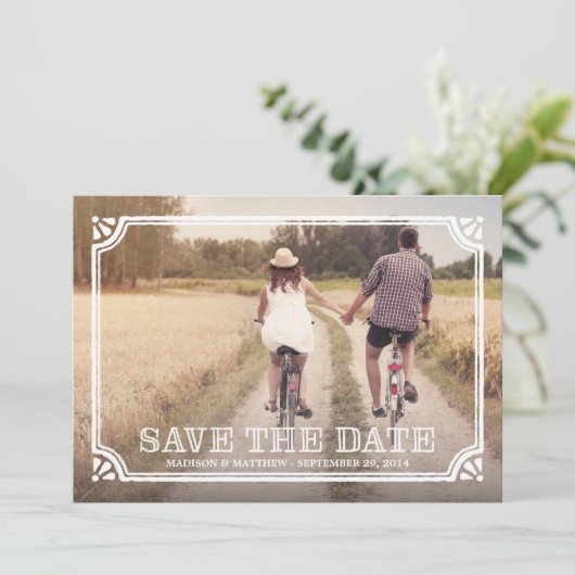 Rustisch Lijst | De bekendmaking van de datum opsl Save The Date (Staand voorkant)