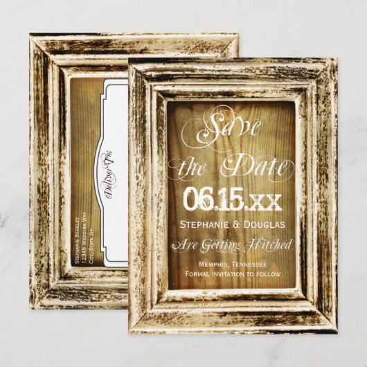 Rustisch Lijst Hout sparen de Briefkaarten van de (Voorkant / Achterkant)