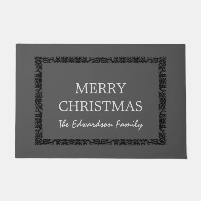 Rustisch  lijst Merry-kerstfamilienaam Deurmat (Voorkant)