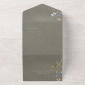 Rustisch Lijst met groene wilde bloem All In One Uitnodiging (Buitenkant)