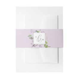 Rustisch Lila | Lavender Monogram Weddenschap Uitnodigingen Wikkel
