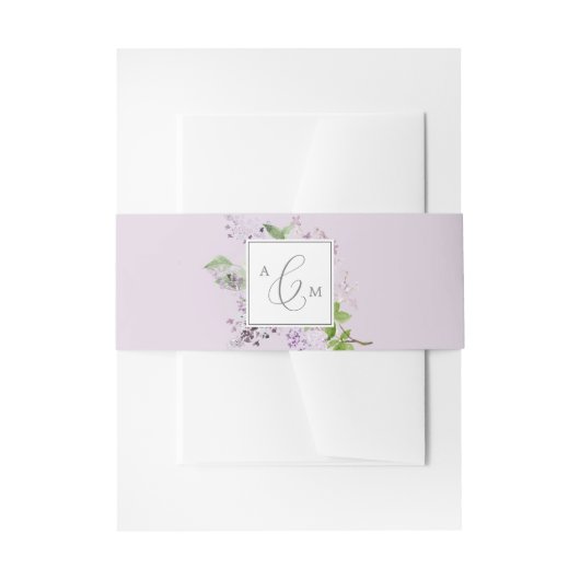 Rustisch Lila | Lavender Monogram Weddenschap Uitnodigingen Wikkel (Voorkant Voorbeeld)