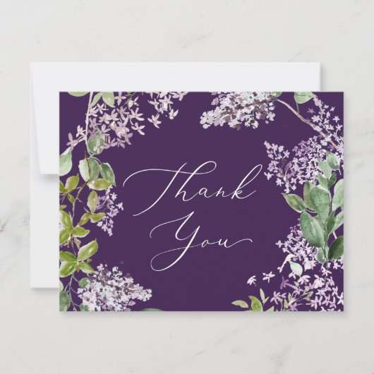 Rustisch Lila | Paarse dank-uw-kaart Bedankkaart (Voorkant)