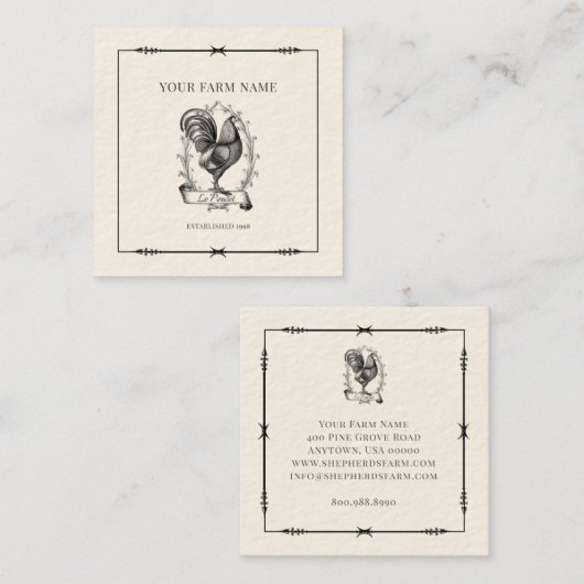 Rustisch Logo Boerderij Square Visitekaartje (Voorkant / Achterkant)