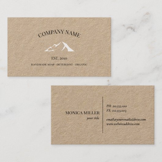 Rustisch logo kraft visitekaartje (Voorkant / Achterkant)