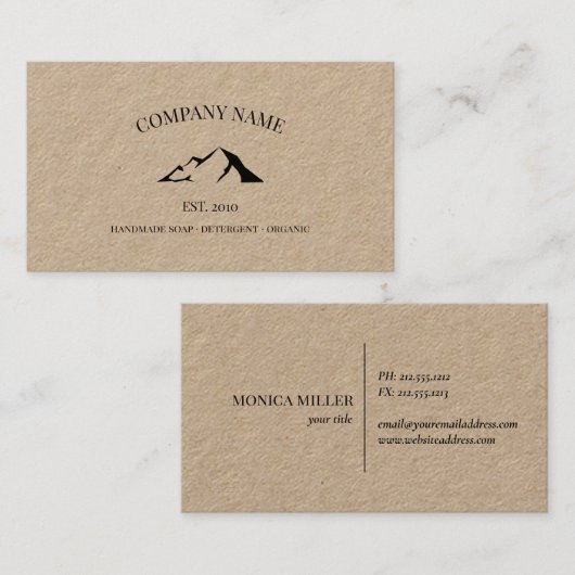 Rustisch logo kraft visitekaartje (Voorkant / Achterkant)