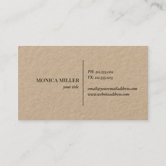 Rustisch logo kraft visitekaartje (Achterkant)