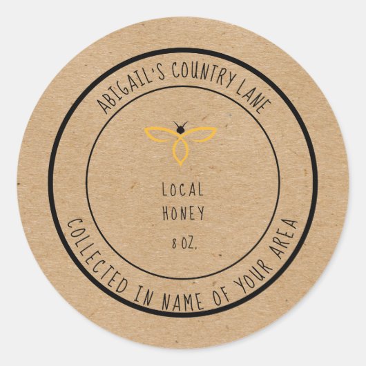 Rustisch lokaal honingetiket ronde sticker (Voorkant)