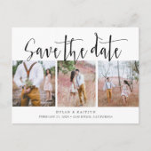 Rustisch Manuscript drie Foto's sparen het Briefka Aankondigingskaart (Voorkant)