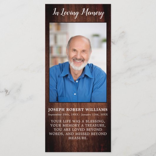 Rustisch Memorial Poem Funeral Prayer Kaart (Voorkant)