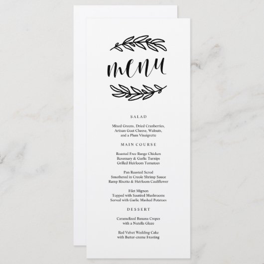 Rustisch menu (Voorkant / Achterkant)