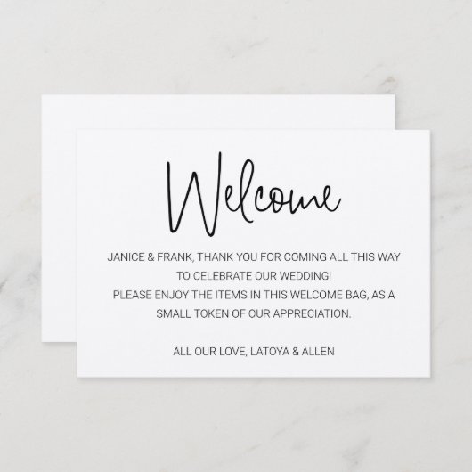 Rustisch met Names Welcome Wedding Gift Basket (Voorkant / Achterkant)