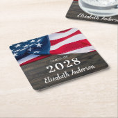 Rustisch militair Afstuderen Amerikaans vlagpatrio Kartonnen Onderzetters (Schuin)