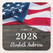 Rustisch militair Afstuderen Amerikaans vlagpatrio Kartonnen Onderzetters (Voorkant)