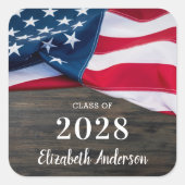 Rustisch militair Afstuderen Amerikaans vlagpatrio Vierkante Sticker (Voorkant)