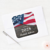 Rustisch militair Afstuderen Amerikaans vlagpatrio Vierkante Sticker (Envelop)