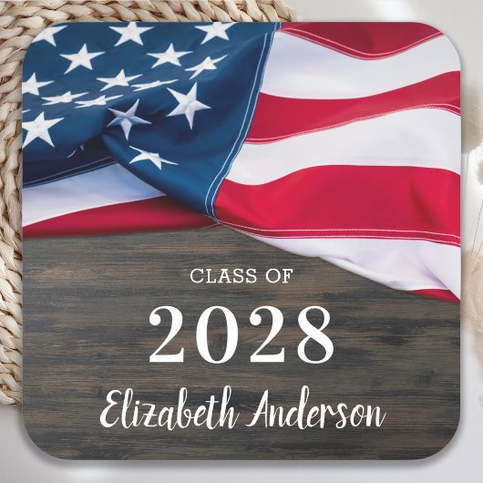 Rustisch militair Afstuderen Amerikaans vlagpatrio Vierkante Sticker