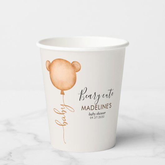 Rustisch minimalistisch bijenstootje Baby shower Papieren Bekers (Achterkant)