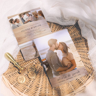 Rustisch minimalistisch legant hout en 5 foto's br kaart