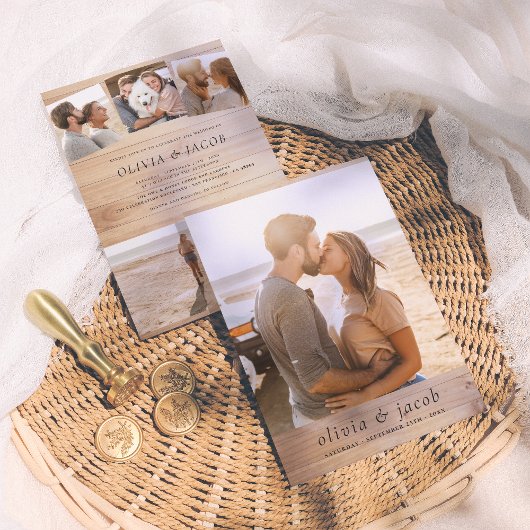 Rustisch minimalistisch legant hout en 5 foto's br kaart