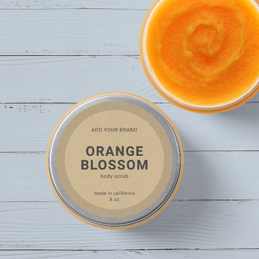 Rustisch minimalistisch productetiket merkkraft to ronde sticker