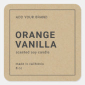 Rustisch minimalistisch Thin Grey Border Kraft Pro Vierkante Sticker (Voorkant)