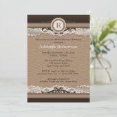 Rustisch Monogram Burlap- en Lace-Vrijgezellenfees Kaart (Staand voorkant)