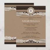 Rustisch Monogram Burlap- en Lace-Vrijgezellenfees Kaart (Voorkant / Achterkant)