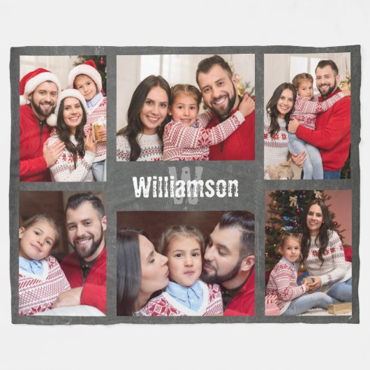 Rustisch Monogram Geheel fotokolkbord Fleece Deken (Voorkant (Horizontaal))