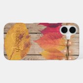 Rustisch Monogram Initiaal Autumn Leaf Lights Hood iPhone Hoesje (Achterkant horizontaal)