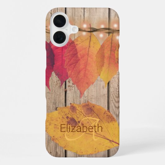 Rustisch Monogram Initiaal Autumn Leaf Lights Hood iPhone Hoesje (Achterkant)