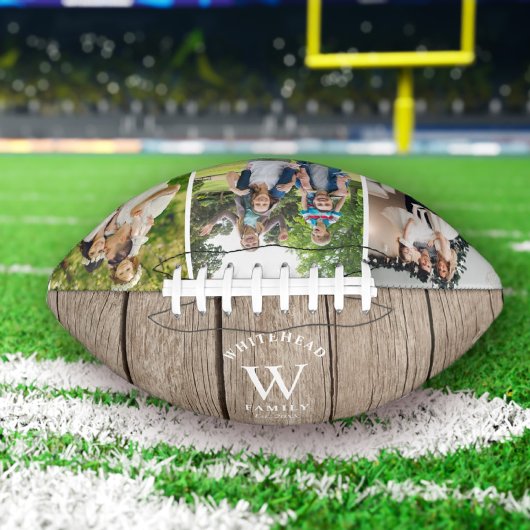 Rustisch Monogram Light Wood Photo Collage Footbal American Football