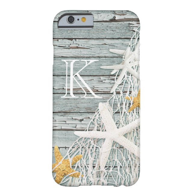Rustisch monogram met houten Starfish Netting Case-Mate iPhone Case (Achterkant)