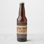 Rustisch monogram met houttoon bier etiket (Voorkant)