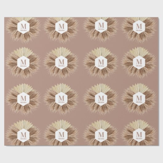 Rustisch monogram Neutrale Kleuren Warm Cadeaupapier (Vlak)