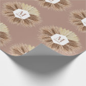 Rustisch monogram Neutrale Kleuren Warm Cadeaupapier (Hoek)