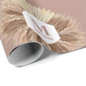 Rustisch monogram Neutrale Kleuren Warm Cadeaupapier (Rol Hoek)