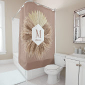 Rustisch monogram Neutrale Kleuren Warm Douchegordijn (In situ)