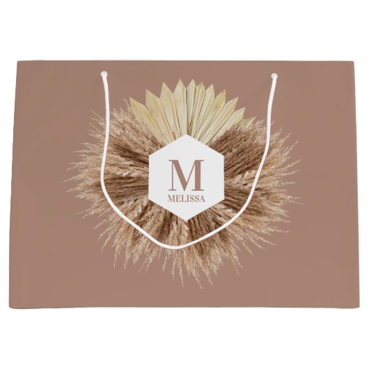 Rustisch monogram Neutrale Kleuren Warm Groot Cadeauzakje (Voorkant)