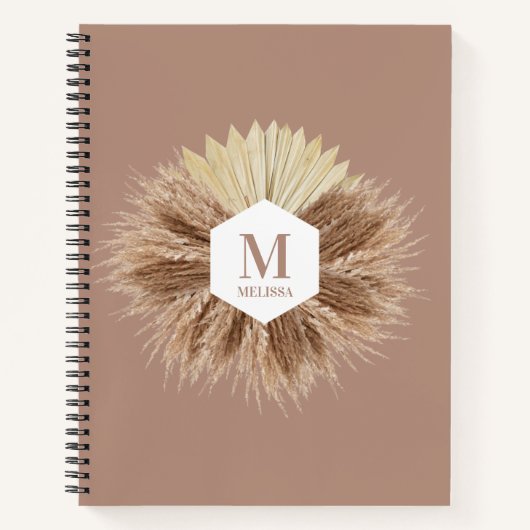 Rustisch monogram Neutrale Kleuren Warm Notitieboek (Voorkant)